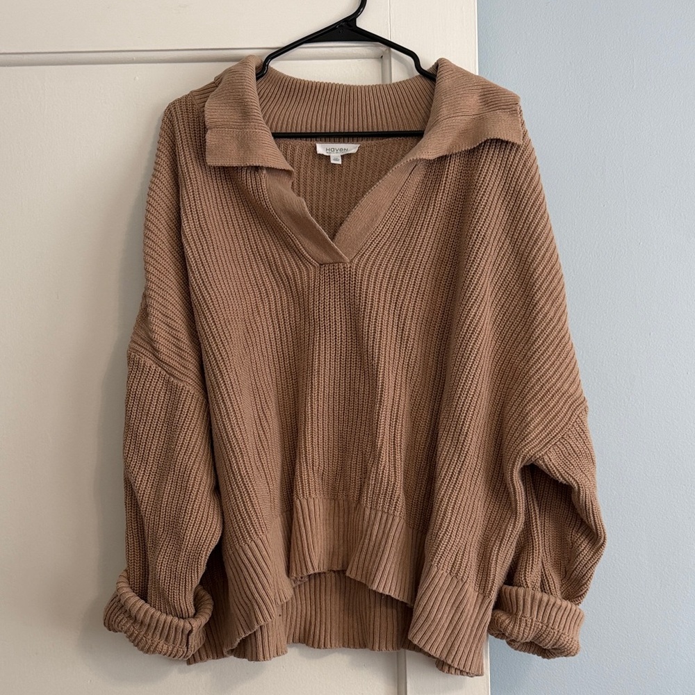 Haven V-Neck Pullover Sweater - Camel Brown 🐫